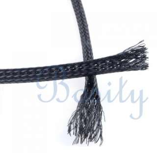  Braided Expandable Polyester Nylon Cable Sleeving 1 Meter Black  