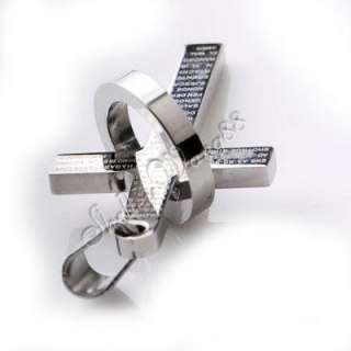 Cool Mens 316L Stainless Steel Cross Bible Pendant  