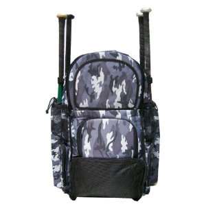Gray Camouflage Chita Softball Baseball Bat Equipment Backpack:  