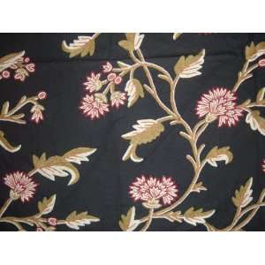  Crewel Fabric Winter Time Black Cotton Duck: Home 