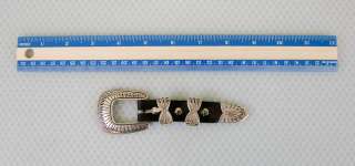 925 Silver Vintage Belt Buckle Loop Tip Engraved  