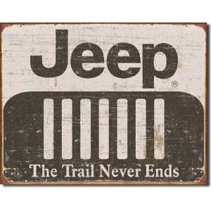 Tin Sign Jeep   Logo Weathered by unknown. Size 12.50 X 