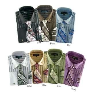   Classic George Dress Shirt with Matching Tie and Handkerchief 601