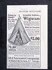 1906 CHANNON Genuine Indian Wigwam magazine Ad Childrens Camping Tent 