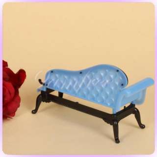 Blue Chaise Lounge Sofa Fainting Couch for Barbie doll house miniature 