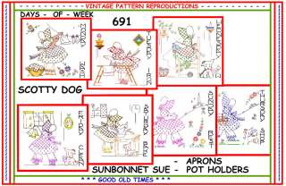691 Sunbonnet Sue Dog embroidery Transfer Patterns  