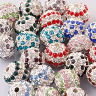 10PC Wholesale Crystal Disco Balls Metal Findings Spacer Loose Beads 