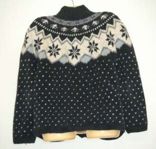 Marsh Landing Hand Knit Fair Isle Cardigan Sweater Med Jumper 