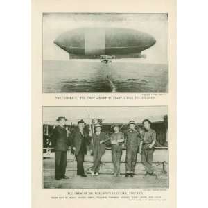  1910 Print Walter Wellman & Crew of Dirigible Balloon 
