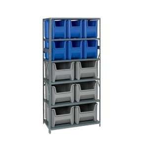 AKRO MILS 36 Wide Shelving with 12 Extra Large Bins   Gray  
