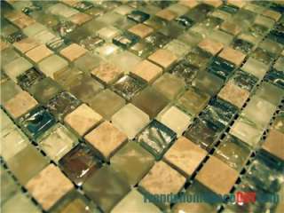 SAMPLE  Dark Emperador Silver & Crackle Blend Glass Brown Mosaic Tile 