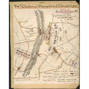  Civil War Map Battle of Cramptons Gap, Maryland : fought 
