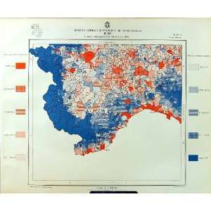   1929 Colour Map Italy Population Cuneo Genova Imperia