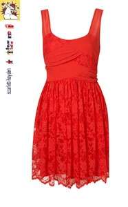 New Dress Up @ Topshop Red Lace & Chiffon Prom Dress Size 6 8 10 