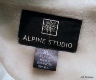 ALPINE STUDIO PLUSH OFF WHITE CREAM COAT W/ PATTERNED OUTER VEST SZ XL 