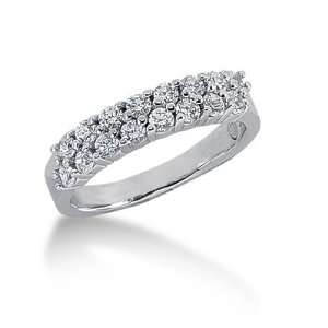  0.8 Ct Diamond Wedding Band Ring Round Prong 14k White 
