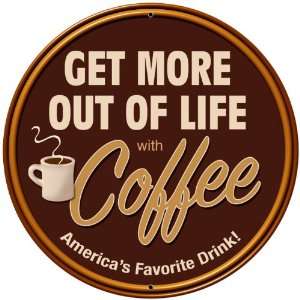  Coffee Food and Drink Round Metal Sign   Victory Vintage 