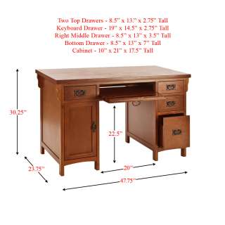 Mission Style Wood Computer Home Office Furniture Desk SEI HO8808R 0 