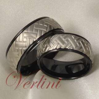 8MM Titanium Matching Set Ring Wedding Band Black Tire  