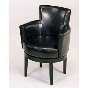  Leather Swivel Club Chair by Armen Living   Black Finish 
