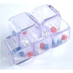   of 5 Dice   Three in a Cube   Transparent Round Corners Toys & Games