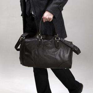 Fashion Mens Coffee Real Leather Handbags Zipper Closures Shoulder 