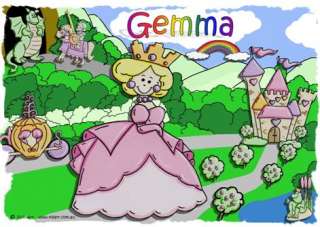 PERSONALISED Placemat PRINCESS Design by KIDS ART 21x30  