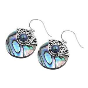 Mabe Pearl Earrings with Abalone   Round   23 mm Jewelry