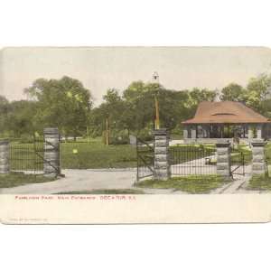 1900 Vintage Postcard Main Entrance   Fairlawn Park   Decatur Illinois