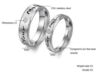 New Titanium Steel Promise Lovers Ring Set Couple Wedding Bands Many 