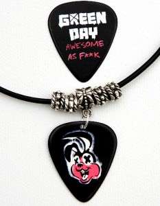 Green Day Awesome as F**K Black Leather Pick Necklace  