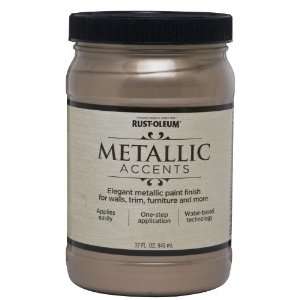   32 Ounce Quart Water Based One Part Metallic Finish Paint, Champagne