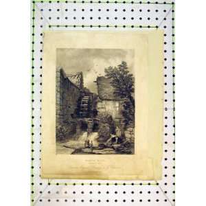  Antique Print View Water Mill Westmoreland River Women 
