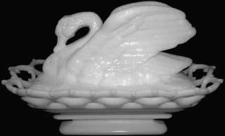Westmoreland Milk Glass Swan Pattern Covered Dish As Is  