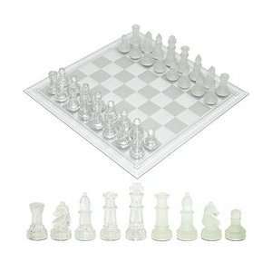  Chess Set   Frosted and Clear with Glass Board   14 Toys 