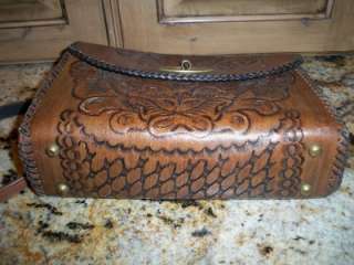    Kay Leather Satchel Purse Handbag Tooled Leather Western Boho  