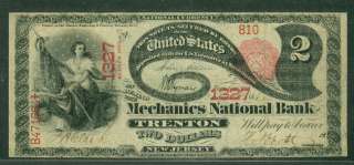 00 National Bank Note“Lazy Deuce”, Mechanics NB Trenton NJ 