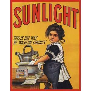  GIRL WASHING CLOTHES SUNLIGHT SOAP VINTAGE POSTER REPRO 