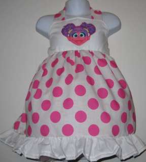 Hot Pink Dots Halter Abby Cadabby Dress Sizes 12M to 5T  