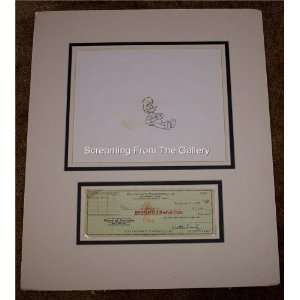   LANTZ HAND SIGNED CHECK DISPLAY WOODY WOODPECKER PRODUCTION DRAWING