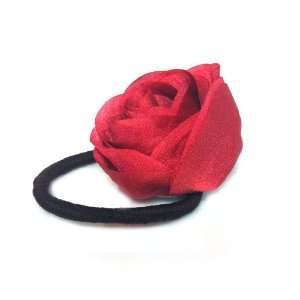  Beautiful Red Rose Flower Hair Holder Ponytail Holder 