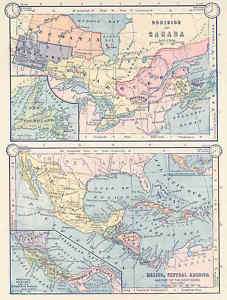 CANADA + MEXICO / CARIBBEAN. Old map. Barnes.1885  