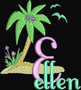 PALM TREE FONT EMBROIDERY MACHINE DESIGNs CD flower NEW  
