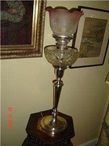 Victorian silver Oil Lamp (electrified),this is ended a very unusual 