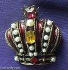 Vintage Weiss Royal Crown Brooch/Pin, Red Stones/Faux Pearls/Red 