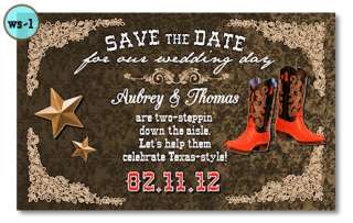   Western Cowboy Boots Paisley Texas Texan wedding SAVE THE DATE MAGNETS