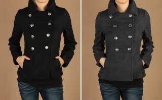 Chic Modern Tailored Smooth Wool Blend Peacoat Double breasted Jackets 