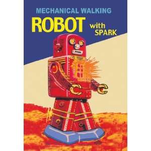  Exclusive By Buyenlarge Mechanical Walking Red Robot with 