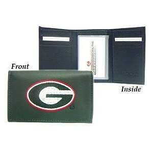   Bulldogs Embroidered Leather Tri Fold Wallet: Sports & Outdoors