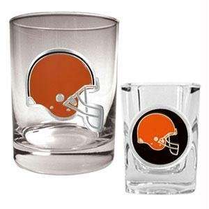  Cleveland Browns NFL Rocks Glass & Shot Glass Set 